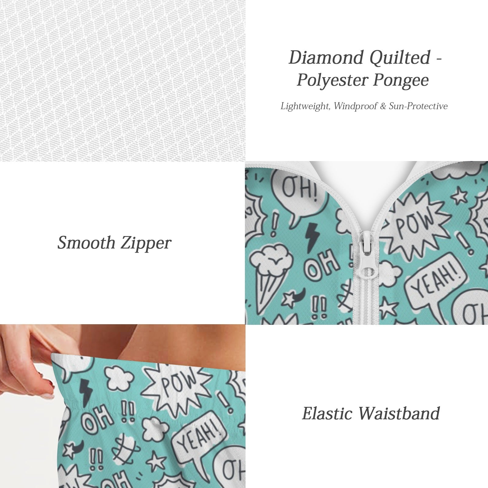 Comic Book Speech Bubbles Women's Windbreaker Short Set Women's Windbreaker Short Set comic Printed Offshore