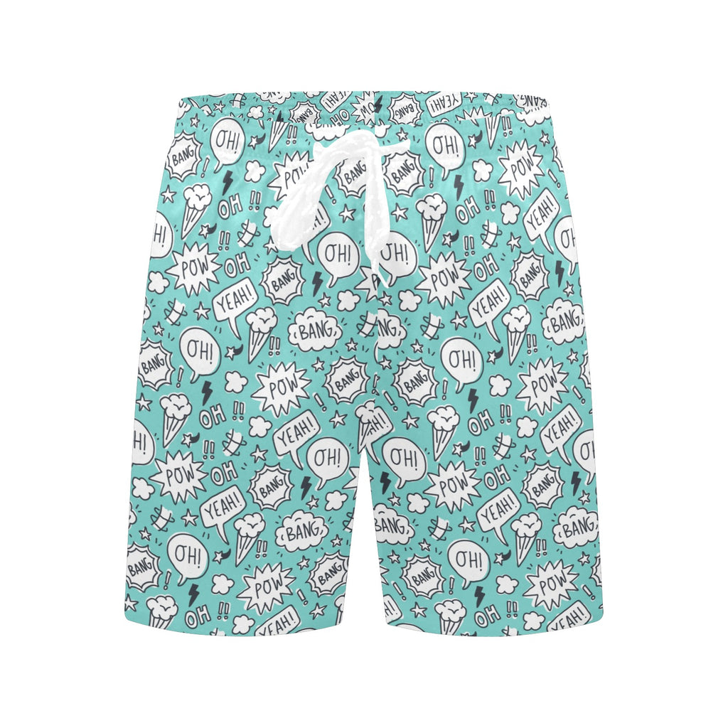 Comic Book Speech Bubbles Men's Mid-Length Beach Shorts Men's Mid-Length Beach Shorts comic Printed Offshore