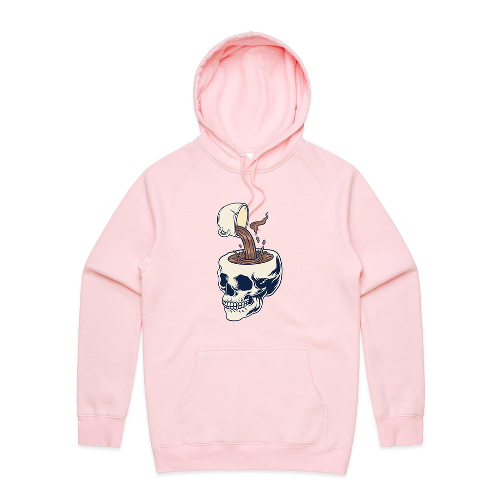Coffee Skull - Mens Hoodie Pink Mens Hoodie Coffee Printed In Australia