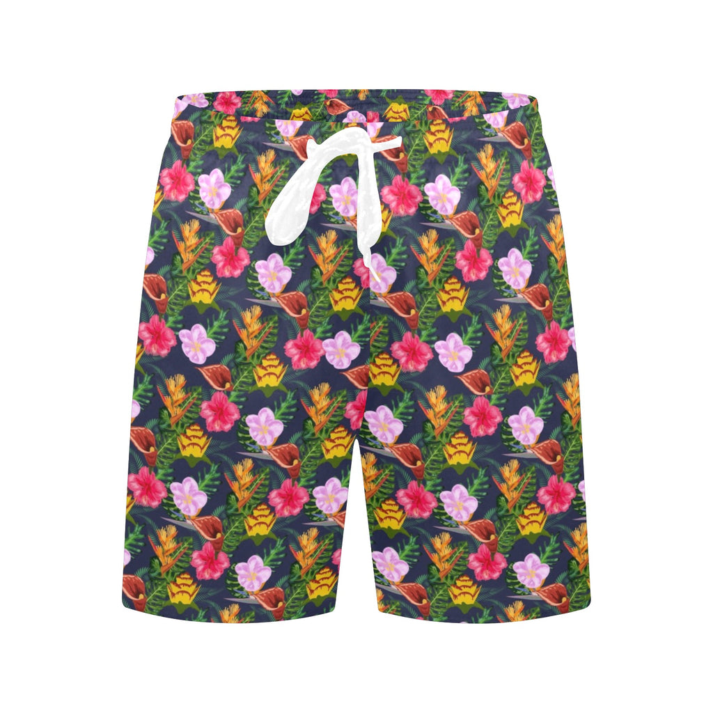 Tropical Floral Men's Mid-Length Beach Shorts Men's Mid-Length Beach Shorts Plants Printed Offshore