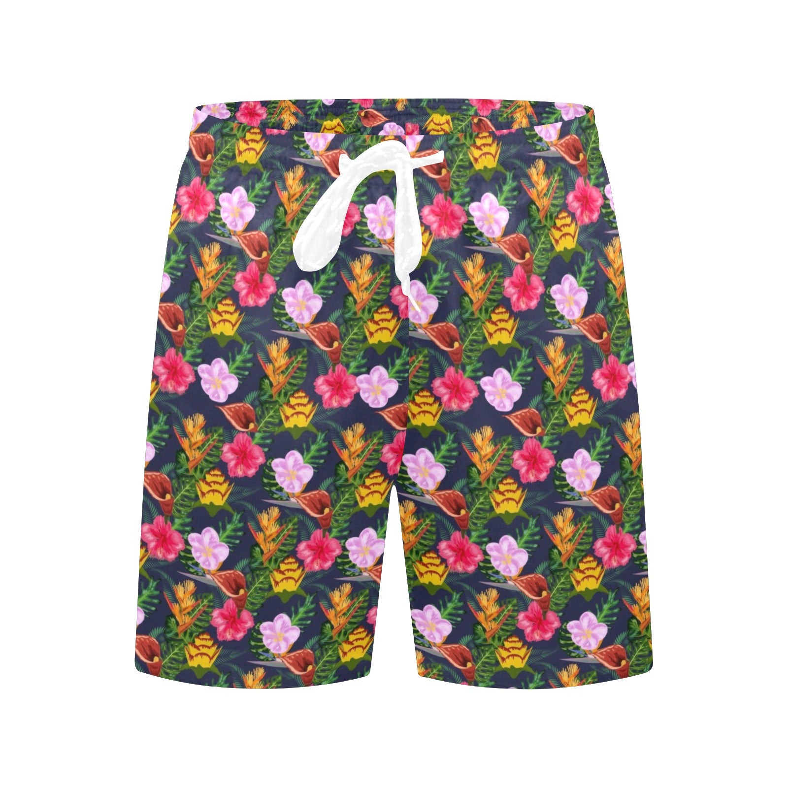 Tropical Floral Men's Mid-Length Beach Shorts Men's Mid-Length Beach Shorts Plants Printed Offshore