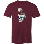 Coffee Skull - Mens T-Shirt Burgundy Mens T-shirt Coffee Printed In Australia