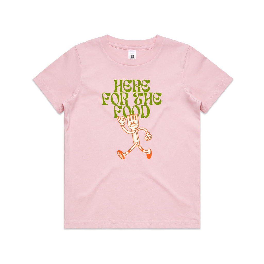 Here For The Food - Kids Youth T-shirt Pink Kids T-shirt Food Printed In Australia