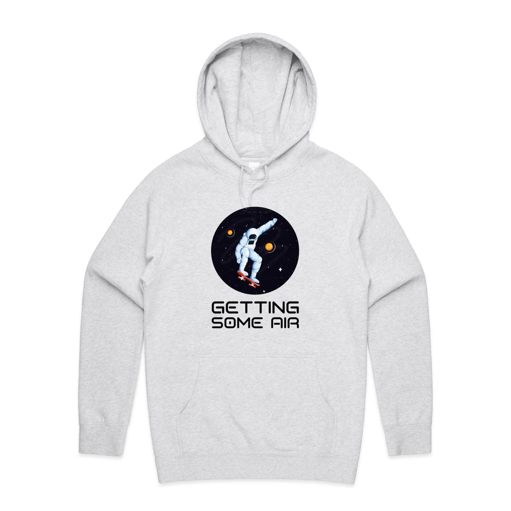 Getting Some Air, Skateboard Astronaut - Mens Hoodie White Marle Mens Hoodie Printed In Australia Space