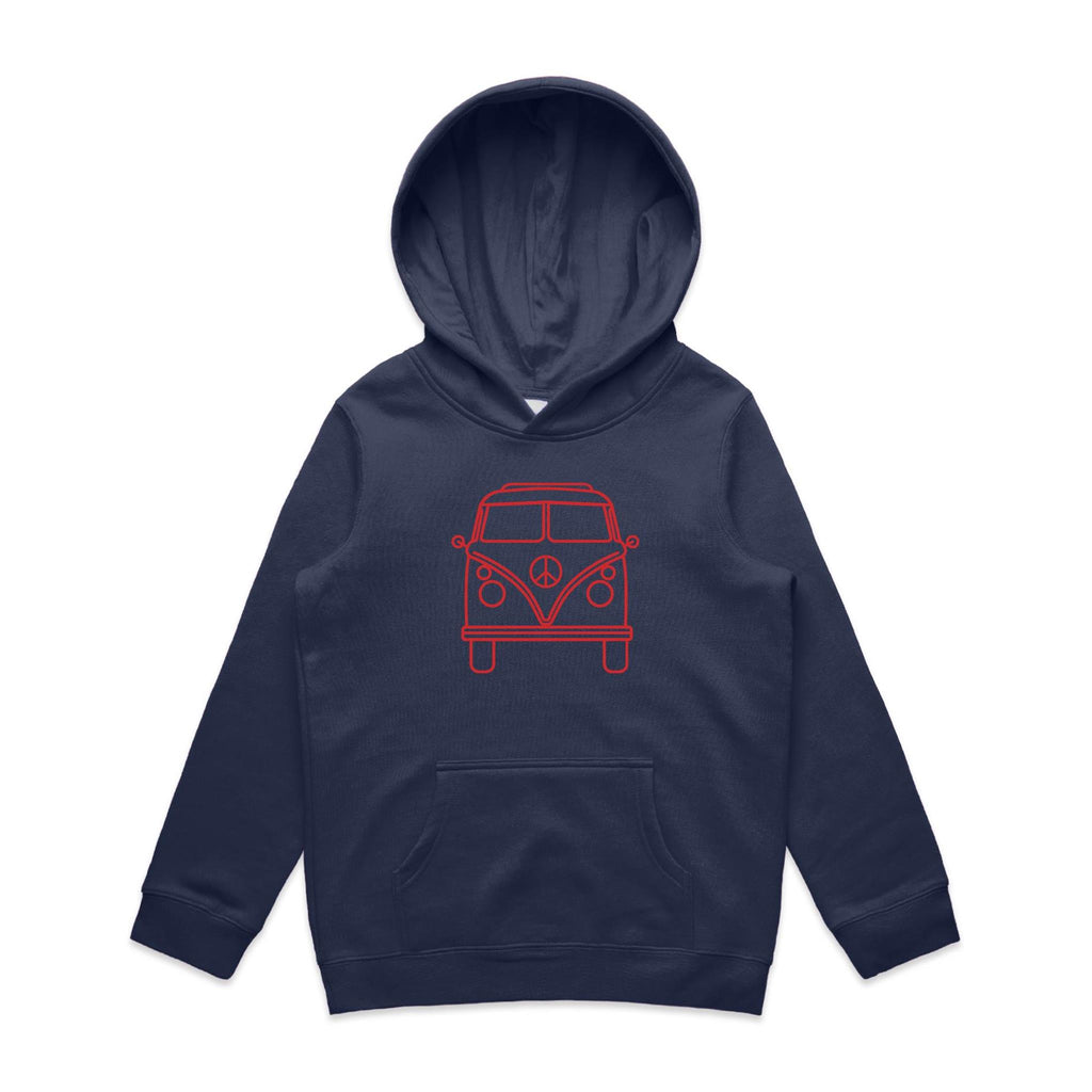 Beach Van - Kids Hoodie Midnight Blue Kids Hoodie Printed In Australia