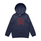 Beach Van - Kids Hoodie Midnight Blue Kids Hoodie Printed In Australia