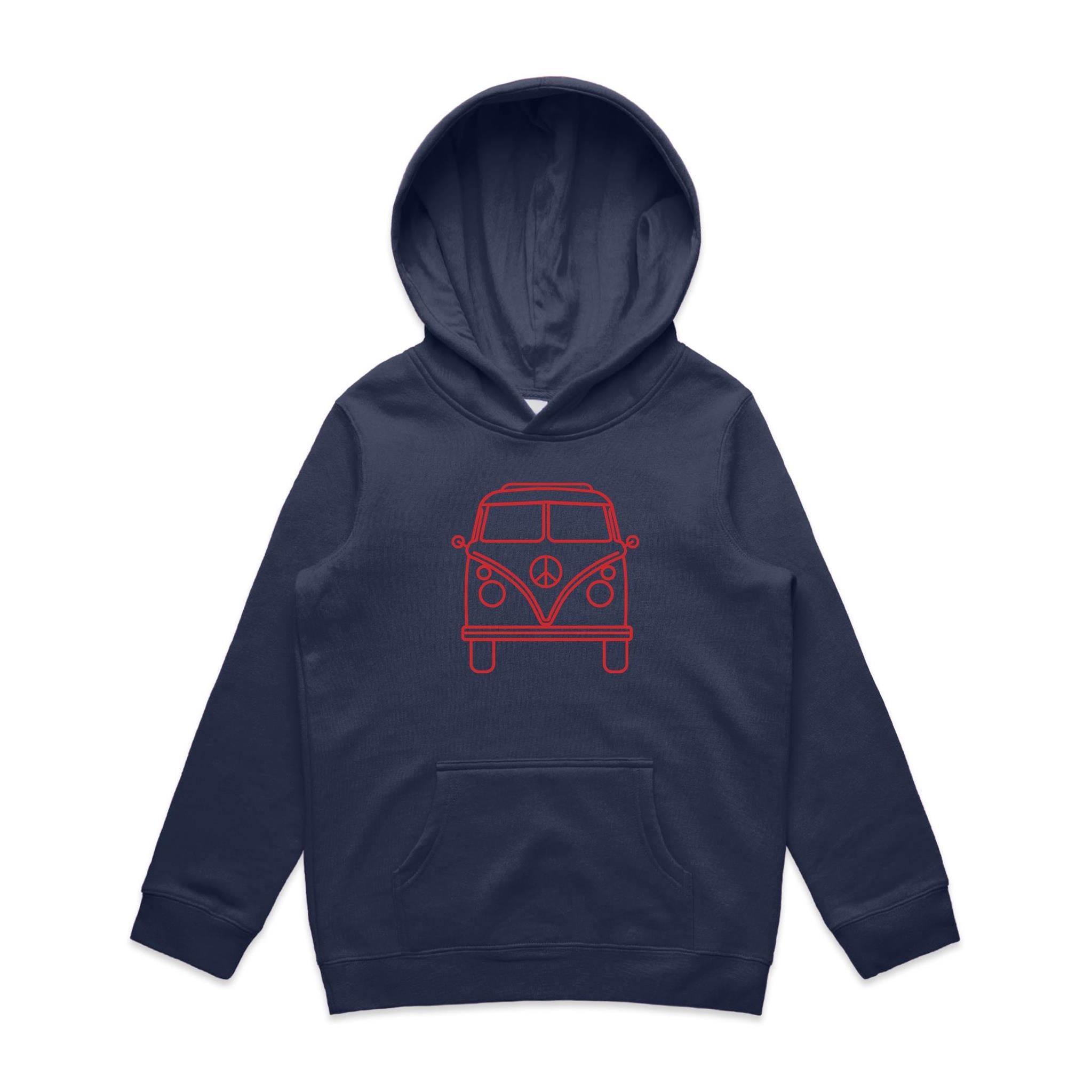 Beach Van - Kids Hoodie Midnight Blue Kids Hoodie Printed In Australia