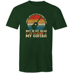 In My Head I'm Playing My Guitar - Mens T-Shirt Forest Green Mens T-shirt Music Printed In Australia