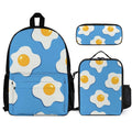 Fried Eggs Three Piece Backpack Set white One size Three Piece Backpack Set Printed Offshore