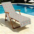 Butterfly Floral Beach Chair Towel Cover with Side Pockets