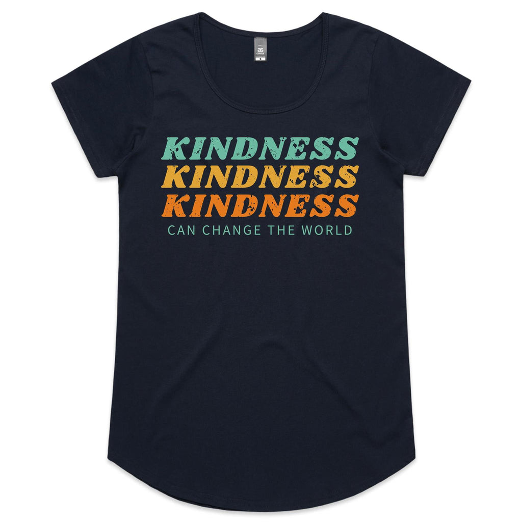 Kindness Can Change The World - Womens Scoop Neck T-Shirt Navy Womens Scoop Neck T-shirt Kindness Printed In Australia