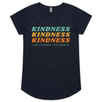 Kindness Can Change The World - Womens Scoop Neck T-Shirt Navy Womens Scoop Neck T-shirt Kindness Printed In Australia