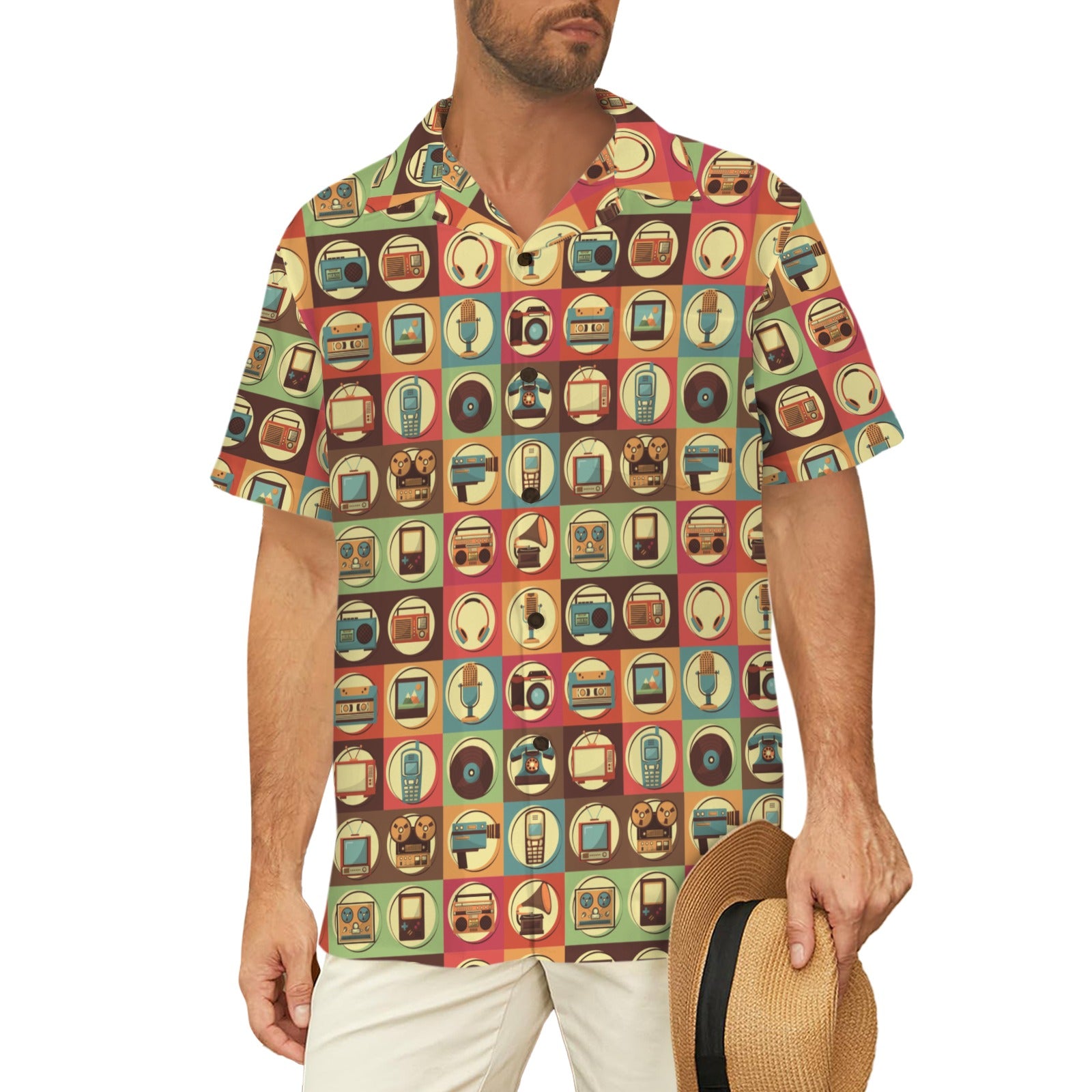 Retro Life Men's Short Sleeve Hawaiian Shirt Men's Hawaiian Shirt (New) Printed Offshore Retro