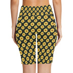 Painted Sunflower Women's Bike Shorts With Side Pockets