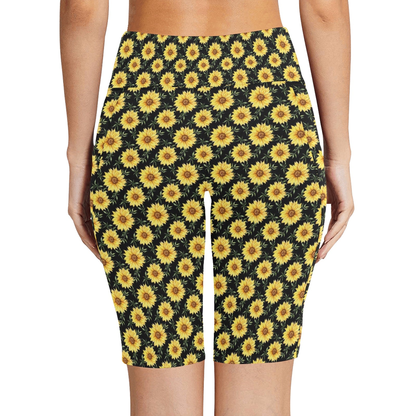 Painted Sunflower Women's Bike Shorts With Side Pockets