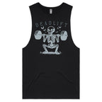 Deadlift, Skeleton Lifting Weights - Tank Top Tee Black Drop Arm Tank Top Fitness Printed In Australia