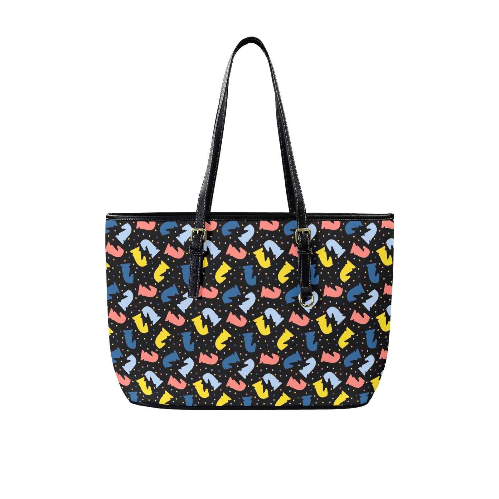 Colourful Chess PU Leather Tote Bag Large