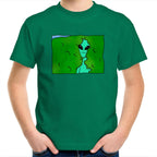 Alien Backing Into Hedge Meme - Kids Youth T-Shirt Kelly Green Kids Youth T-shirt Printed In Australia Sci Fi