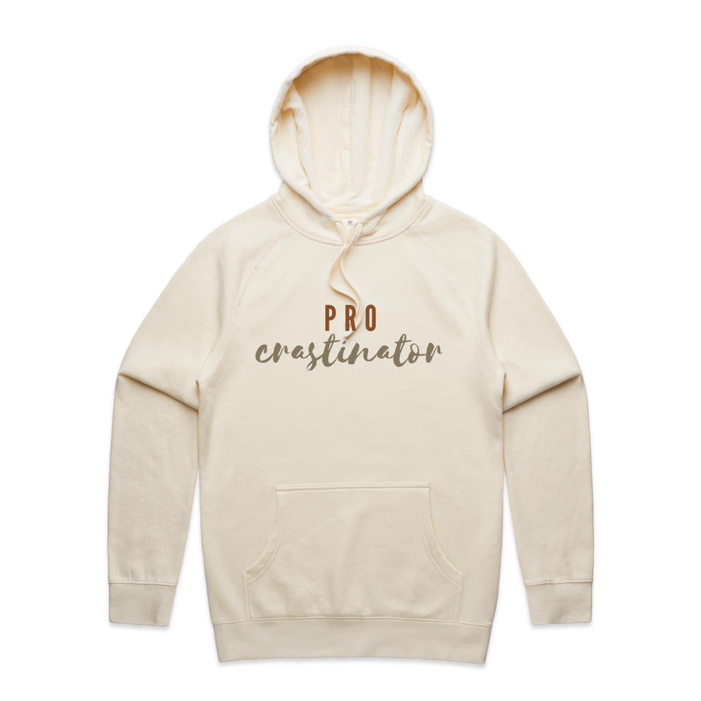 Procrastinator - Mens Hoodie Ecru Mens Hoodie Printed In Australia