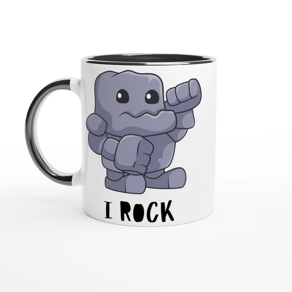 Pesonalise - I Rock - White 11oz Ceramic Mug Ceramic Black Personalised Mug customise Globally Fulfilled Music personalise