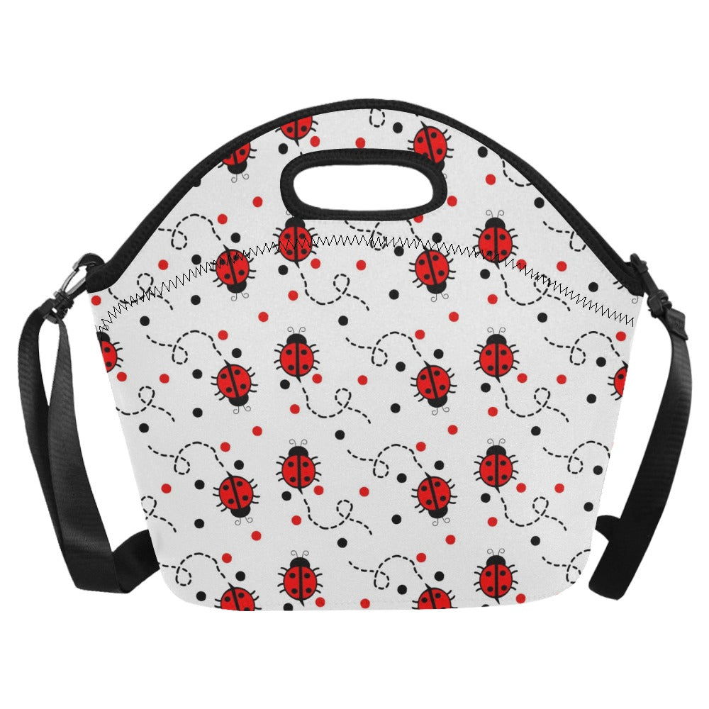 Ladybugs Neoprene Lunch Bag/Large (Model 1669) Neoprene Lunch Bag animal Printed Offshore