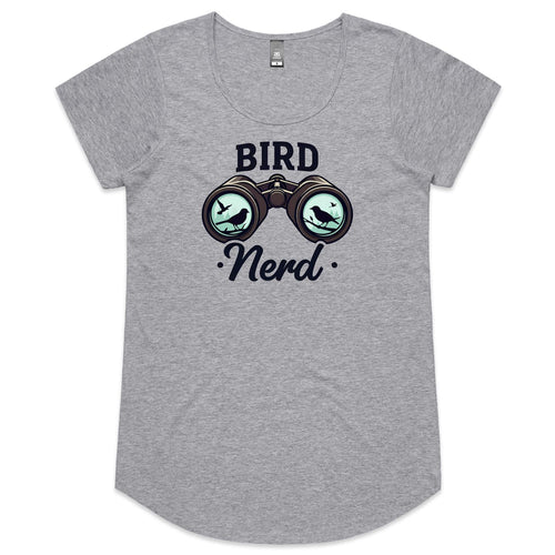 Bird Nerd - Womens Scoop Neck T-Shirt Grey Marle Womens Scoop Neck T-shirt animal Printed In Australia