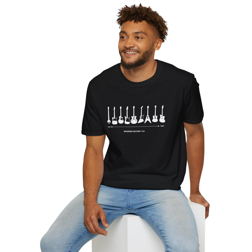 Guitar Timeline Unisex Softstyle T-Shirt Unisex Adult T-shirt Australian Printer Music