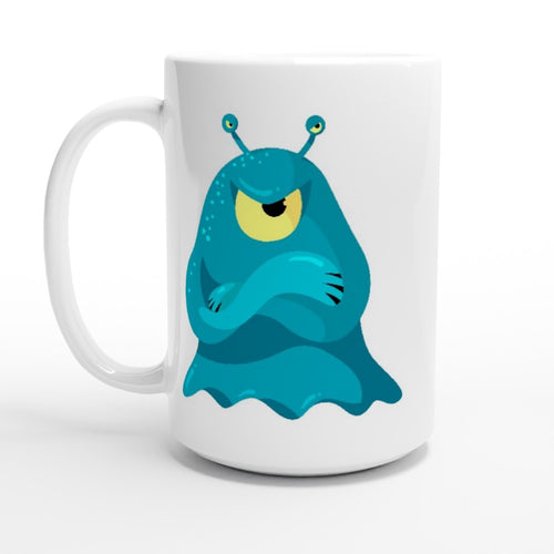 Blue Monster - White 15oz Ceramic Mug 15oz Mug Globally Fulfilled