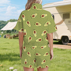 Avocado Characters Women's Windbreaker Short Set Women's Windbreaker Short Set Food Printed Offshore