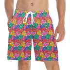 Bright And Bold Flowers Men's Mid-Length Beach Shorts 5XL Men's Mid-Length Beach Shorts Plants Printed Offshore