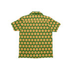 Yellow Flowers On Green Junior Kids Hawaiian Shirt