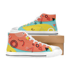Abstract 80's Women's High Top Canvas Shoes Womens Classic High Top Shoes Printed Offshore Retro