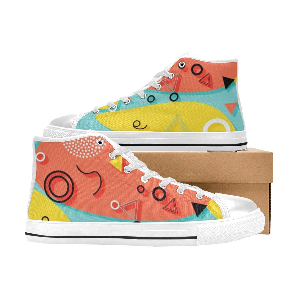 Abstract 80's Women's High Top Canvas Shoes Womens Classic High Top Shoes Printed Offshore Retro