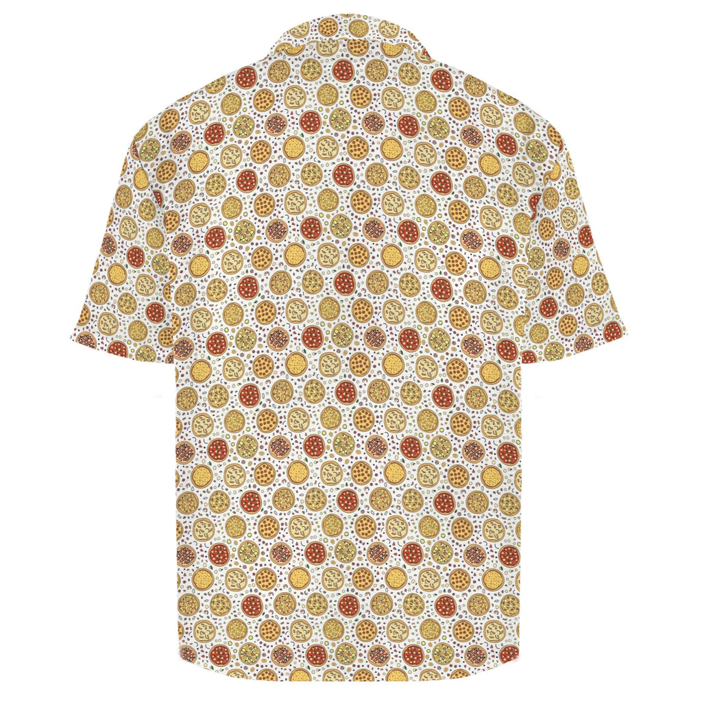Round Pizzas On White Men's Crinkle Hawaiian Shirt