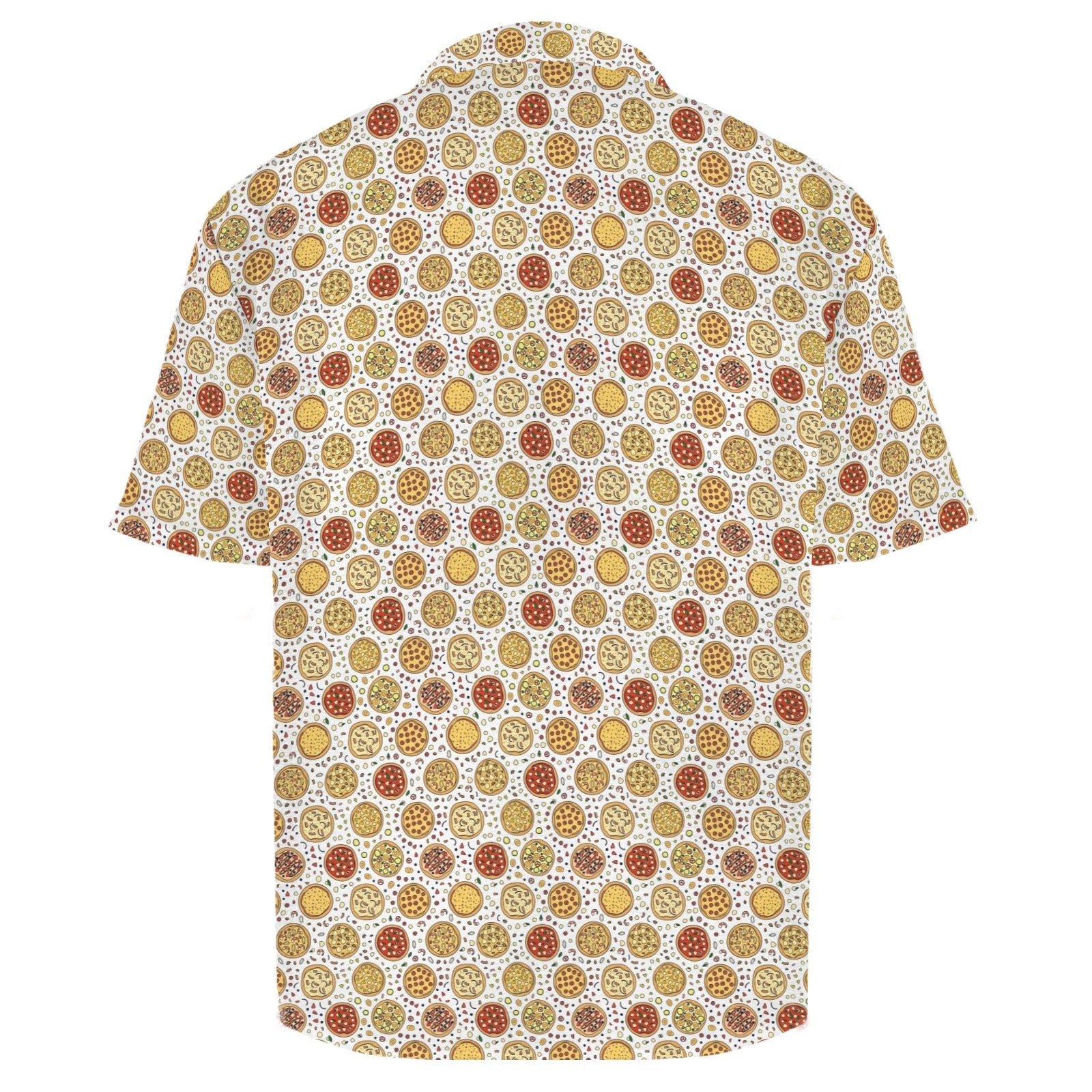 Round Pizzas On White Men's Crinkle Hawaiian Shirt