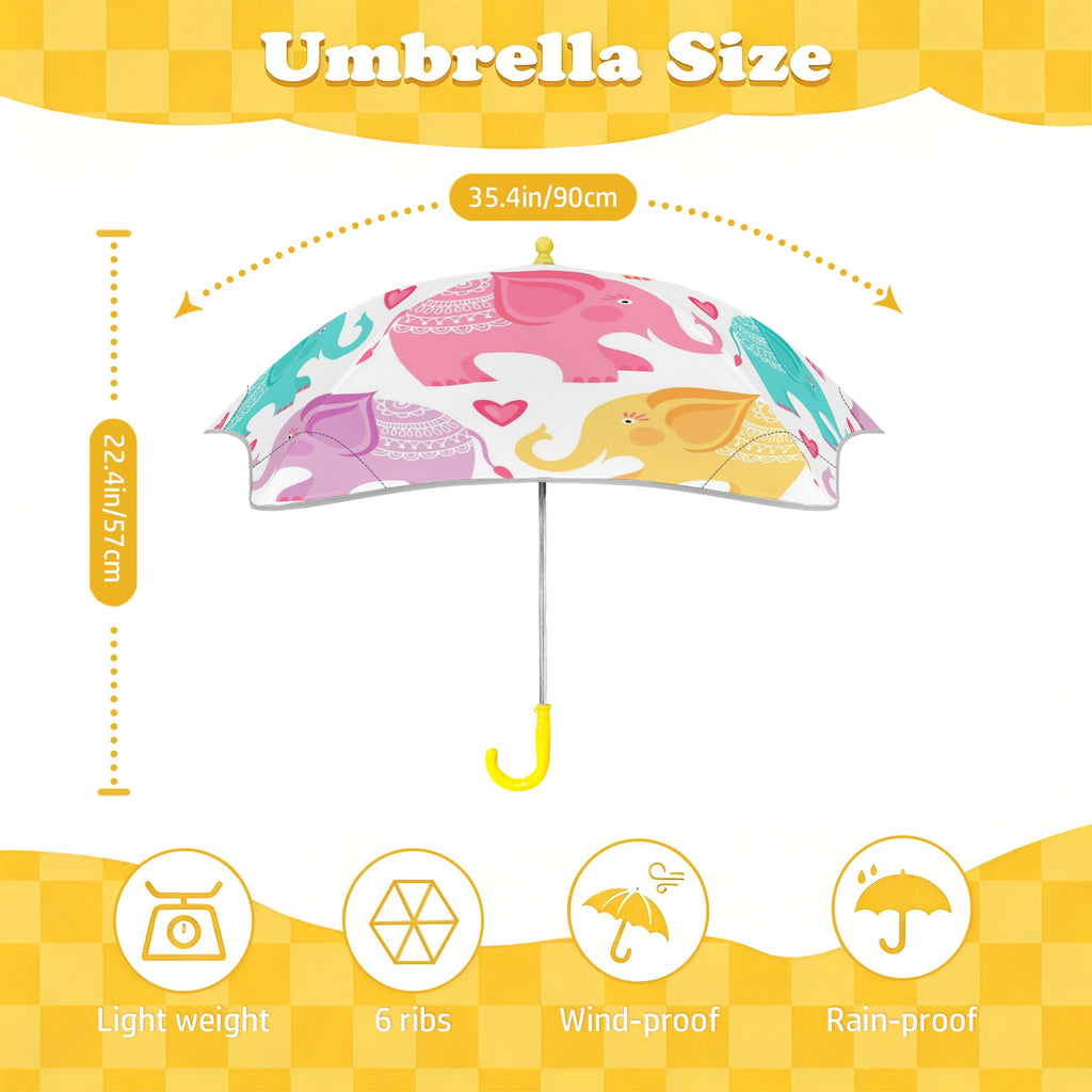 Cute Cartoon Elephants Kids Safe Round Corner Umbrella Kids Safe Round Corner Umbrella animal Printed Offshore