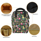 Bright Floral And Leaves Multi-Function Backpack, Nappy / Diaper Bag Multi-function Backpack, Nappy / Diaper Bag Plants Printed Offshore