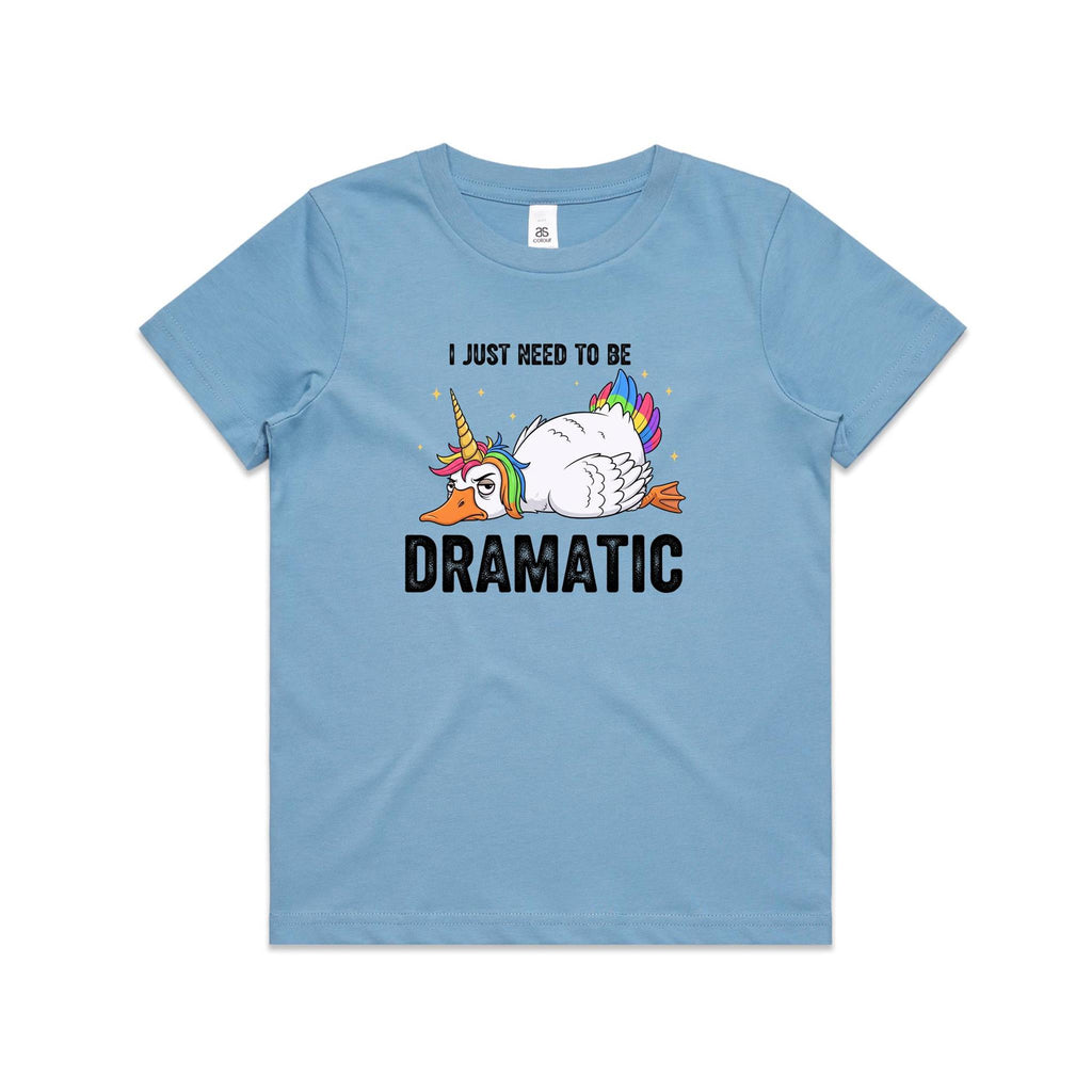 Dramatic Unicorn Goose Kid's AS Colour T-shirt Carolina Blue Kids Youth T-shirt animal Printed In Australia
