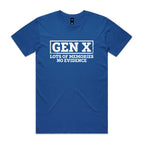 Gen X, Lots Of Memories, No Evidence Men's AS Colour T-shirt Bright Royal Mens T-shirt Printed In Australia