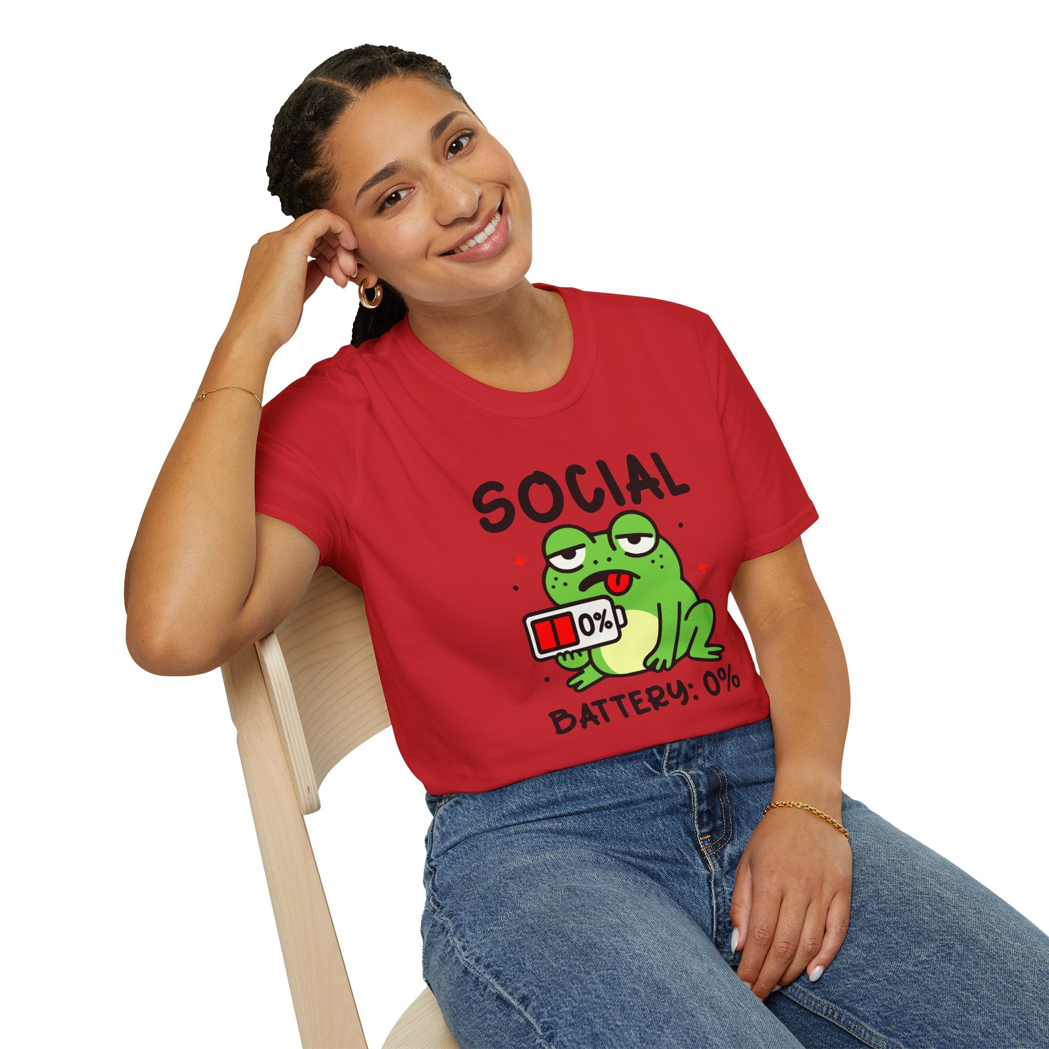 Frog, Social Battery - Unisex Softstyle T-Shirt
