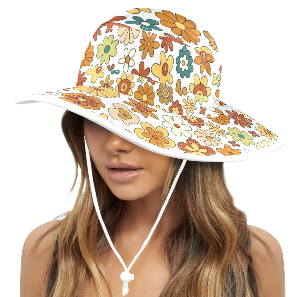 70's Style Floral Wide Brim Bucket Hat Wide Brim Bucket Hat Plants Printed Offshore