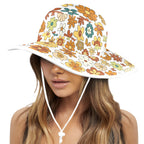 70's Style Floral Wide Brim Bucket Hat Wide Brim Bucket Hat Plants Printed Offshore