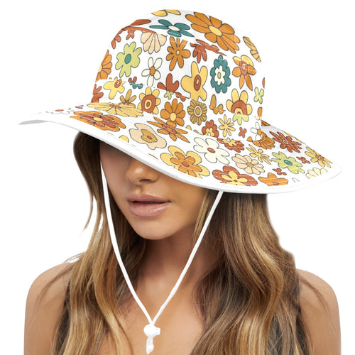 70's Style Floral Wide Brim Bucket Hat Wide Brim Bucket Hat Plants Printed Offshore