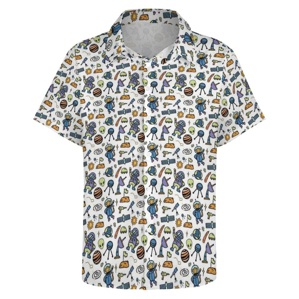 All About Space Women's Collared Pocketless Short Sleeve Shirt
