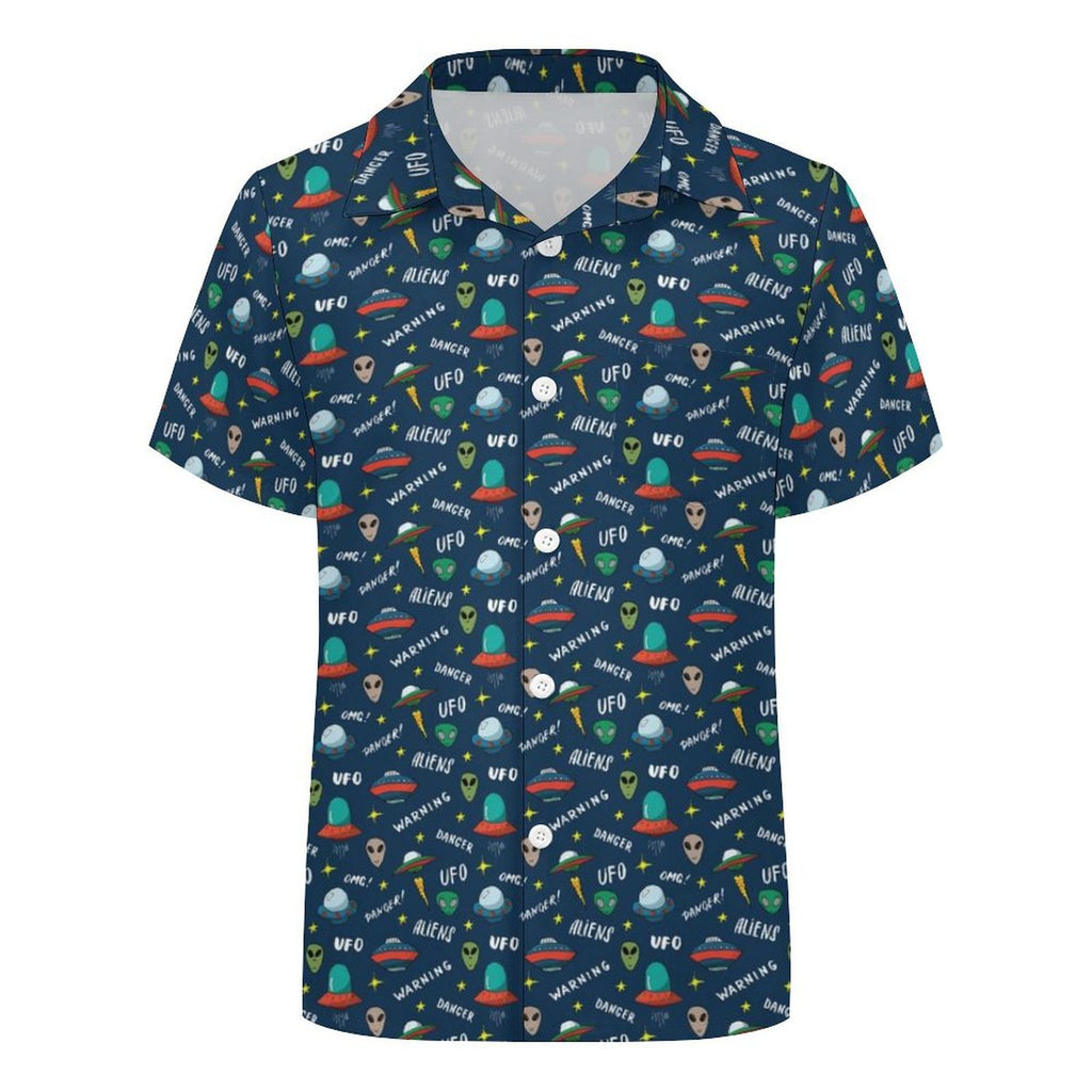 Aliens And UFO's Kids Youth Short Sleeve Button Up Shirt
