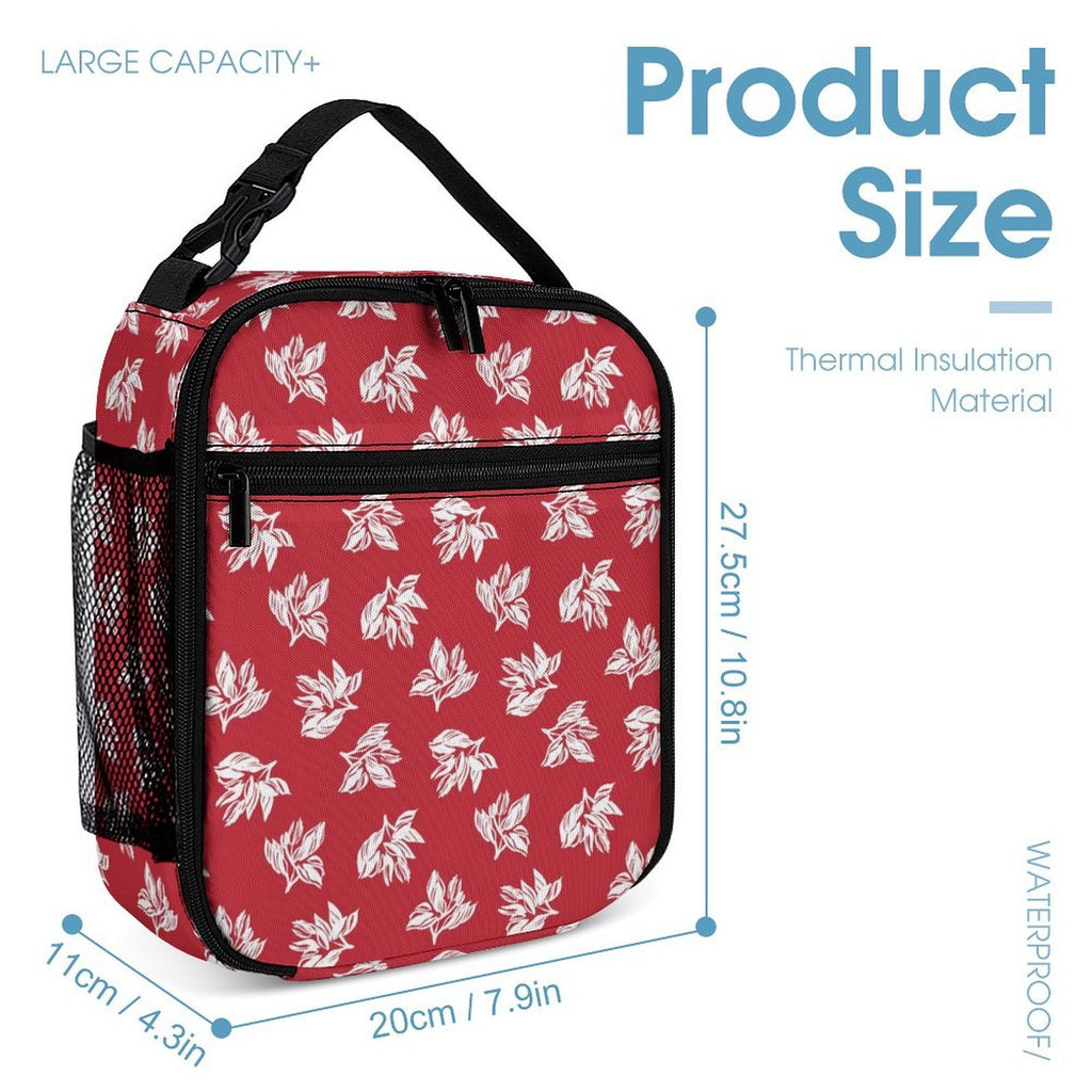Red Retro Foliage Backpack, Lunch Bag & Pencil Case Set