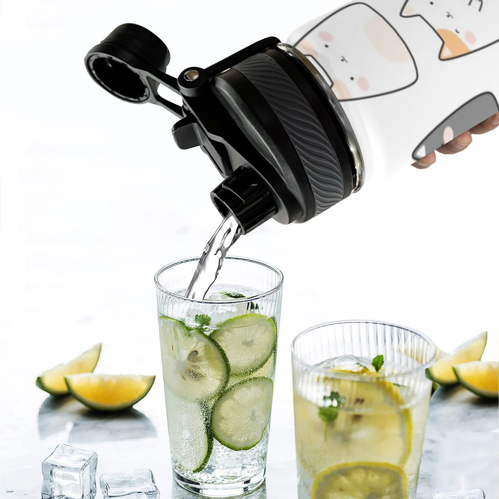 Cats - Insulated Water Bottle with Dual-Use Lid (18oz) Insulated Water Bottle with Dual-Use Lid (18oz) animal Printed Offshore