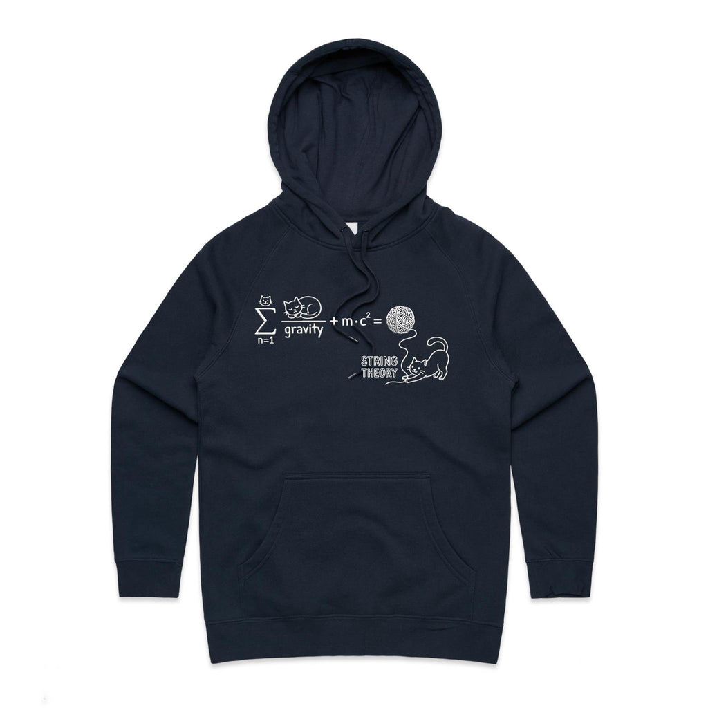 Cat String Theory Physics Women's AS Colour Hoodie Navy Womens Hoodie animal Printed In Australia Science