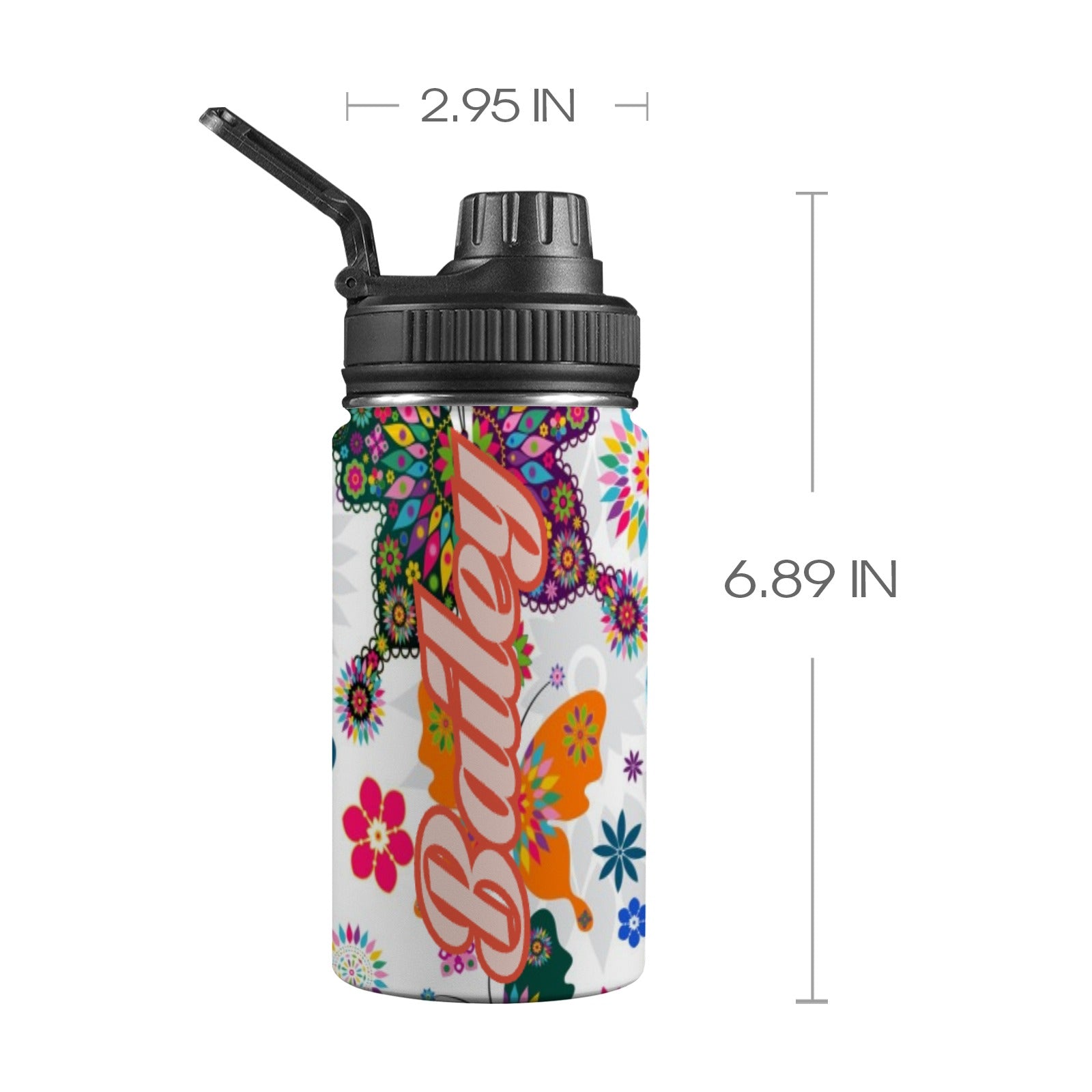Personalised - Butterflies - Kids Stainless Steel Water Bottle