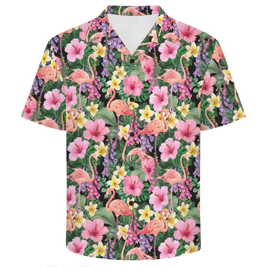 Flamingo Jungle Men's Crinkle Hawaiian Shirt